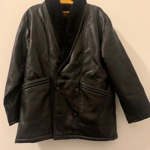 GV T.Shearling fur lined Faux Leather coat. Made in Italy. Size L